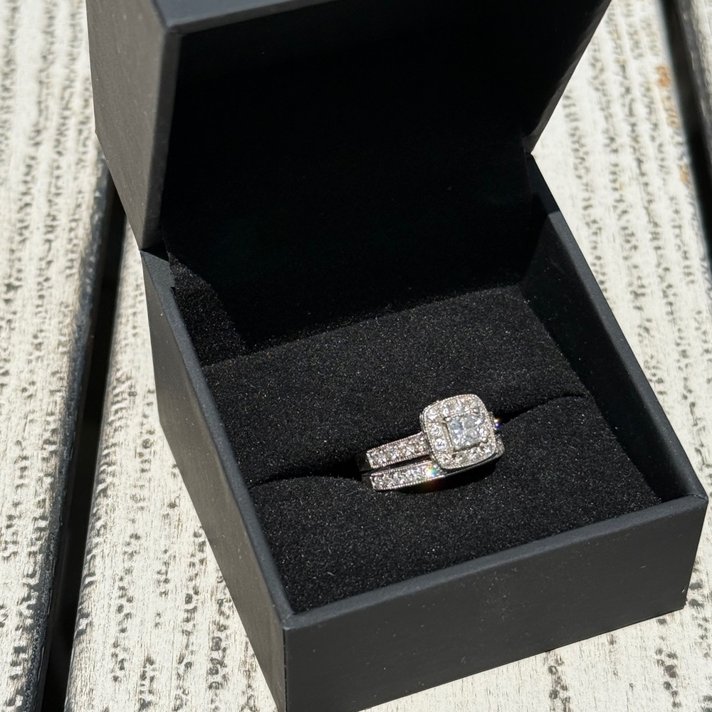Diamond engagement ring and wedding band